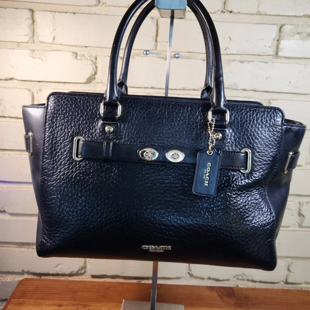 Euc Coach Blake Carryall Black Leather Shoulder Bag Purse